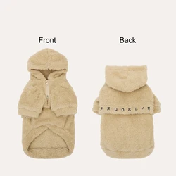 Sudadera con capucha forro polar beige para perros y gatos