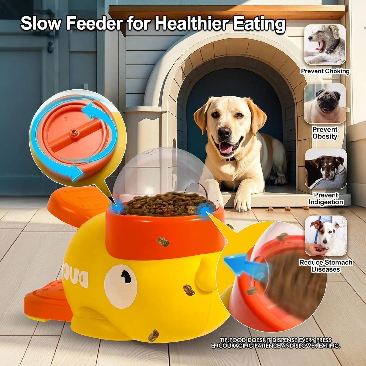 Alimentador de rompecabezas para perros, juguetes interactivos, dispensador de comida de pato, juego de rompecabezas para perros, antideslizante, alimentador de aperitivos para mascotas, enriquecimiento Mental - imagen 4