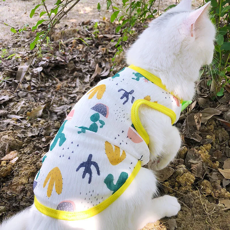 Ropa de protección solar para mascotas, chaleco ultrafino, transpirable, bonito estampado de gatito, cachorro, conejo, pijamas de verano - imagen 5