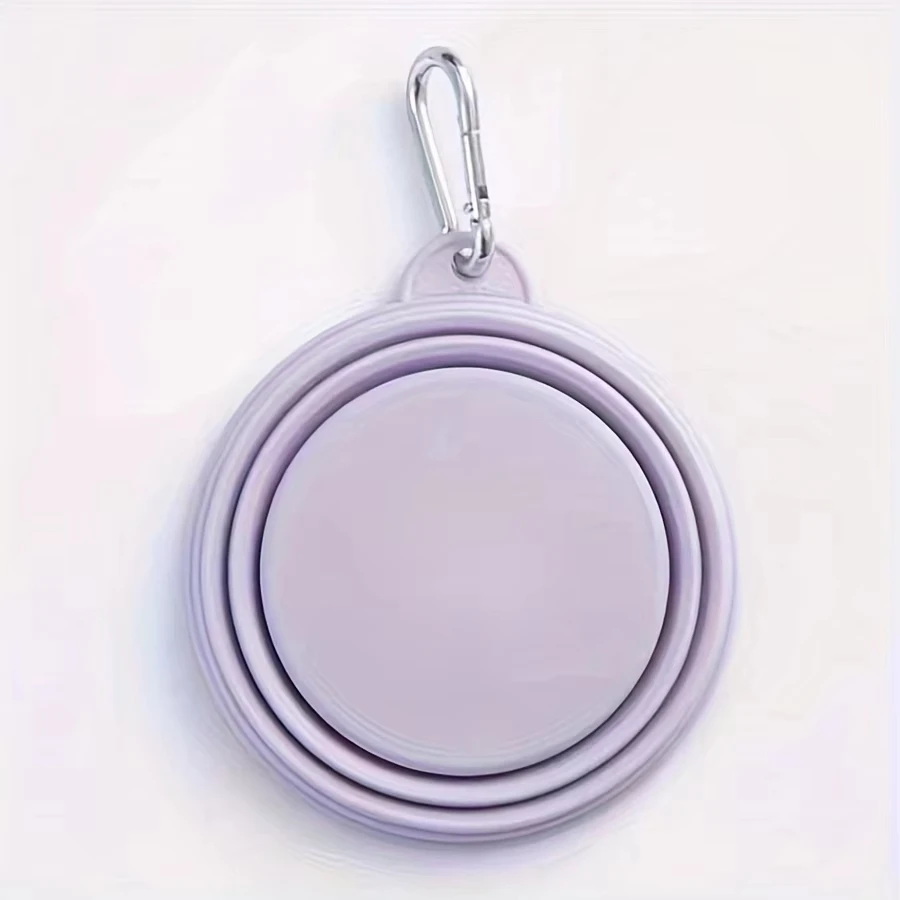 Cuenco de silicona plegable colgante para perros y mascotas, contenedor de agua portátil para viajes al aire libre, bandeja de alimentación, suministro de Color macarrón, 350ml - imagen 5