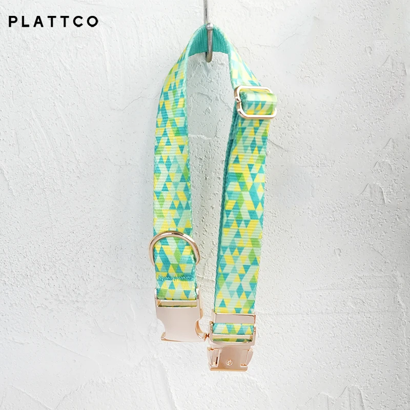 PLATTCO-Conjunto de perro de diseño único, estampado brillante, patrón posterior con hebilla de aleación de zinc de color claro de alta calidad, 5 tamaños, PDC311G y PDL311G - imagen 2