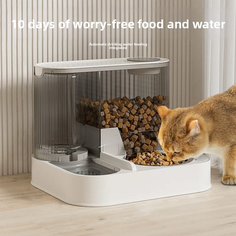 Cuenco para gatos, cuenco para perros, lavabo de comida para gatos, alimentador automático de agua potable, cuencos dobles integrados de acero inoxidable, productos para mascotas