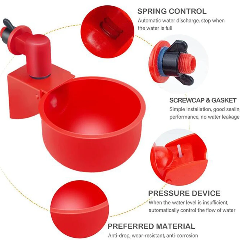 Juego de bebedero automático para aves de corral, taza de agua para pollos, comedero para aves de corral, para patio trasero - imagen 2