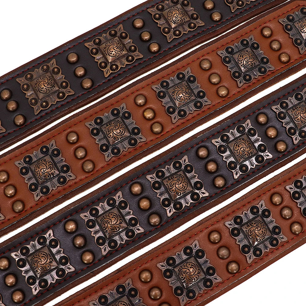 Collar de perro con pinchos para perros medianos y grandes, cuero genuino, Pitbull Bulldog, accesorios ajustables para mascotas, collares - imagen 4