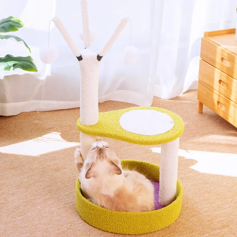 Árbol rascador torre de madera multinivel con sisal para gatos - imagen 5