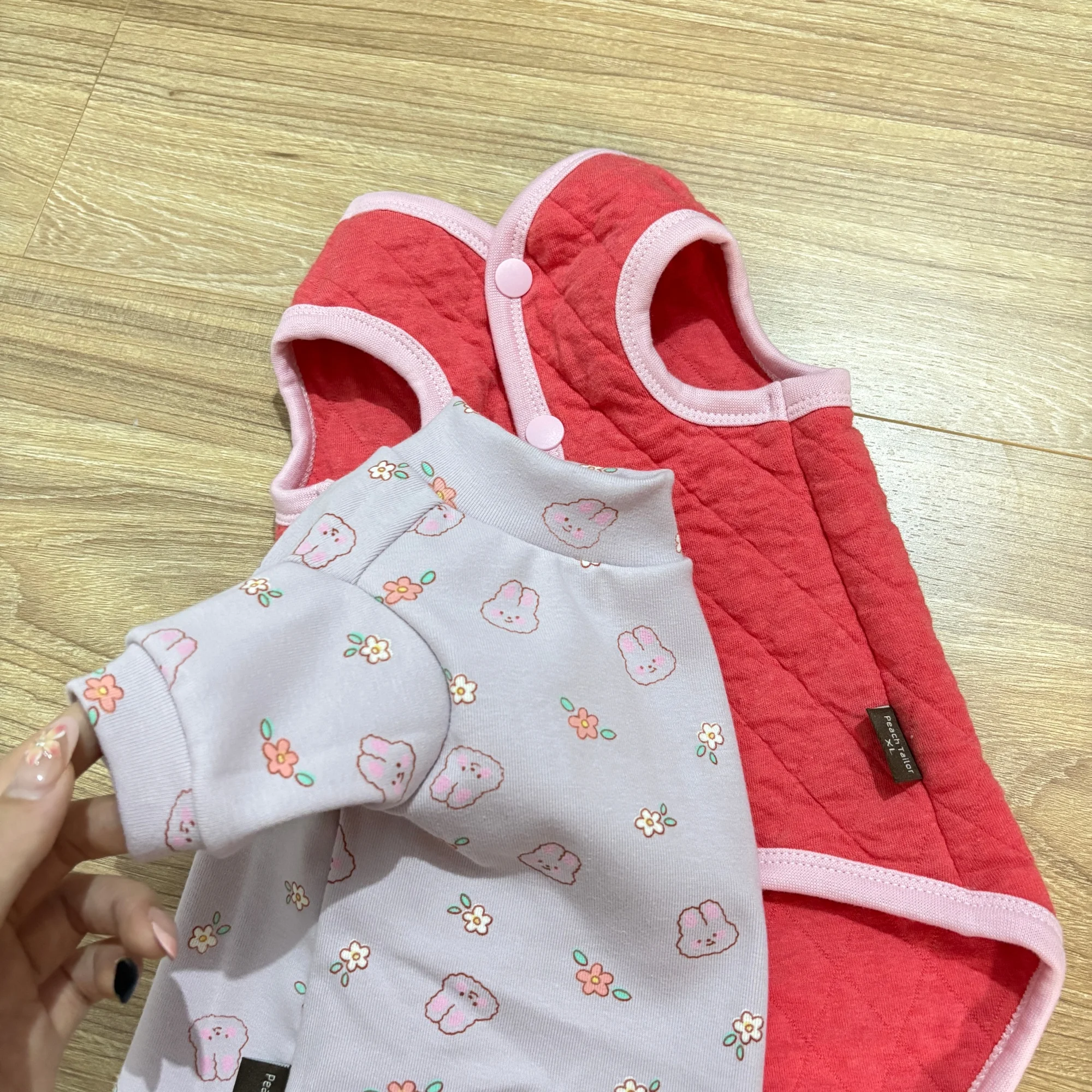 Pijama para gatos de algodon a cuadros azules - Invierno suave - imagen 5
