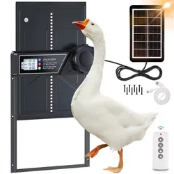 Puerta automática solar gallinero antipellizco temporizador y protección