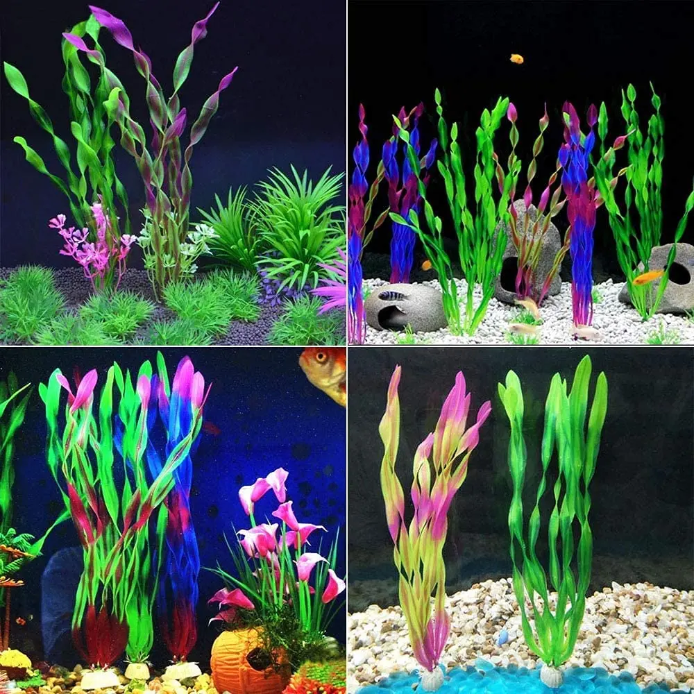 Plantas de plástico para acuario, decoraciones para pecera, algas marinas artificiales, hierba de agua, plantas subacuáticas para accesorios de acuario, 5/10 Uds. - imagen 4