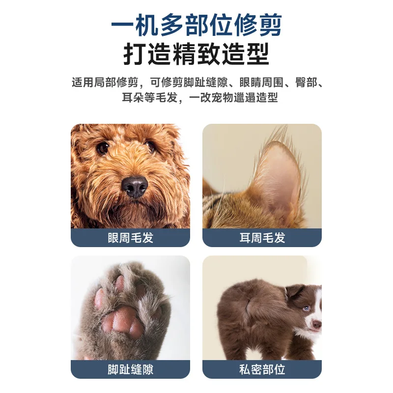 Tijeras eléctricas de empuje para mascotas, iluminación LED, suela de afeitado para gatos, juego de carga para recortar ojos y pelo, productos para mascotas T1 - imagen 4