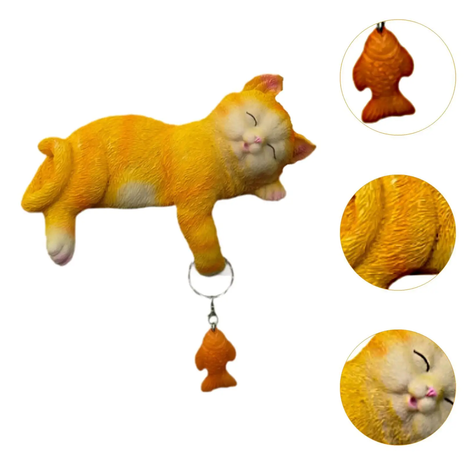 Sleeping Cat Garden Statue Lawn Ornament Indoor Animal Sculpture Resin Kitty Figurine for Outside Porch Flowerbed Party Planter