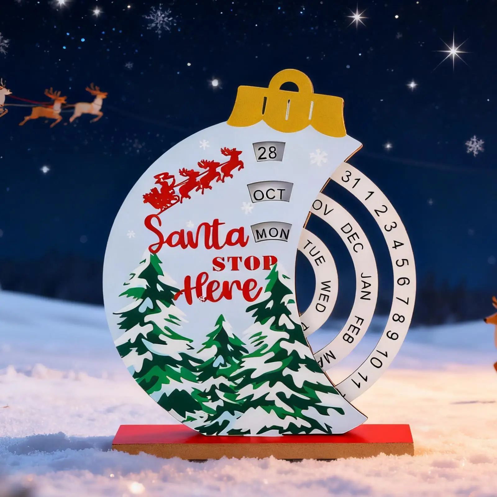 Christmas Countdown Calendar Date Month Weekday Table Christmas Decoration Xmas Decor Manual Advent Calendar for Bedroom Office