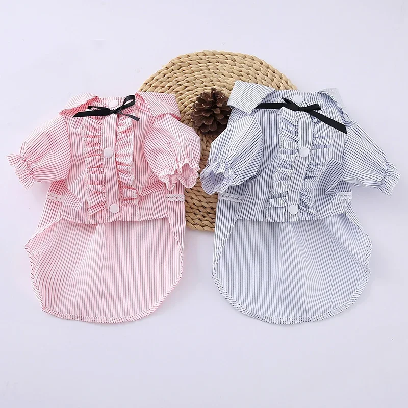 Camiseta de verano para perros y gatos, falda a rayas, ropa para mascotas pequeñas, Chihuahua, Yorkshire, caniche - imagen 5