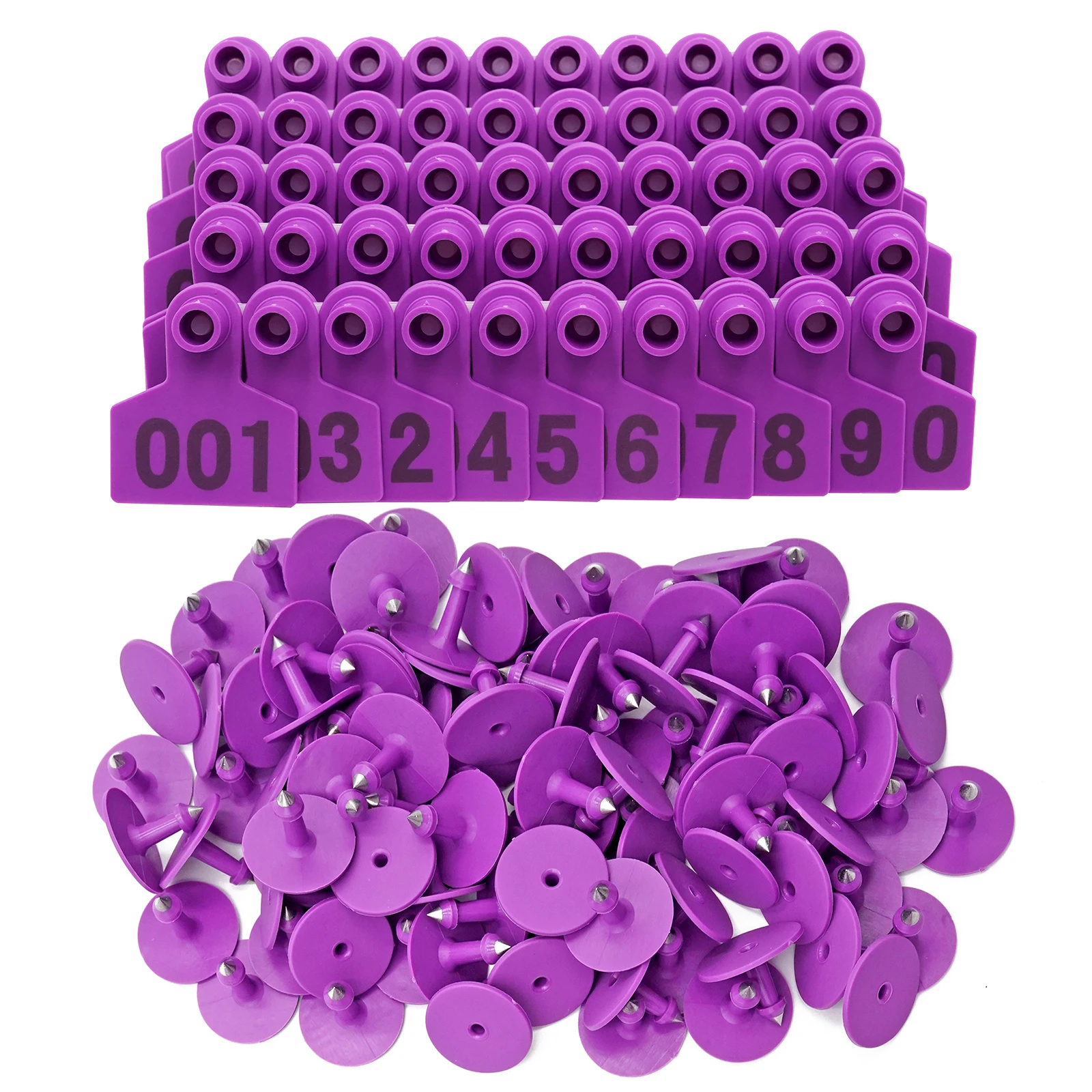 100 Uds. Etiquetas para las orejas de cabra y cerdo de vaca tarjetas con etiquetas para las orejas de animales 001-100 3 colores identificación Digital alimentación de animales de granja - imagen 3