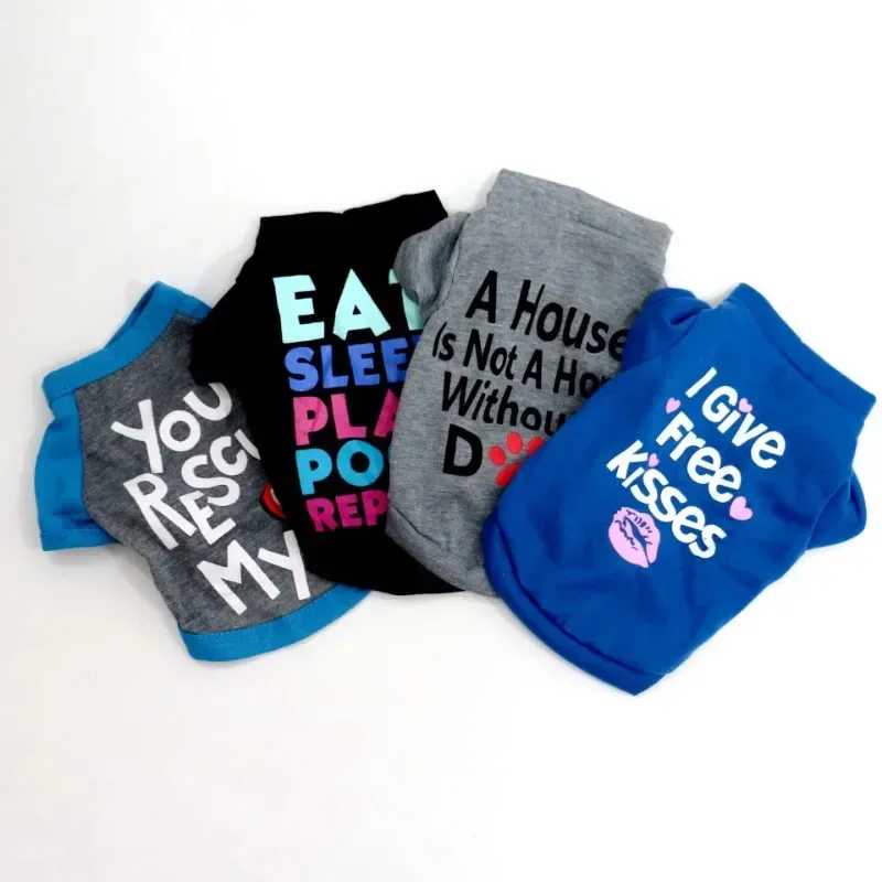 Ropa de verano para perros, camiseta para mascotas, chaleco para perros con estampado de letras bonitas, manga corta para perros pequeños y medianos, ropa de algodón para cachorros y gatos - imagen 4