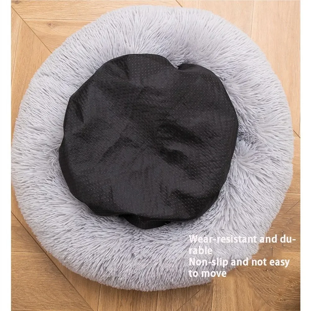 Cama redonda para perros, Perrera larga de felpa para mascotas, casa lavable para gatos, esteras de algodón suave, sofá para perros pequeños y grandes, cesta para perros Chihuahua, cama para mascotas - imagen 5
