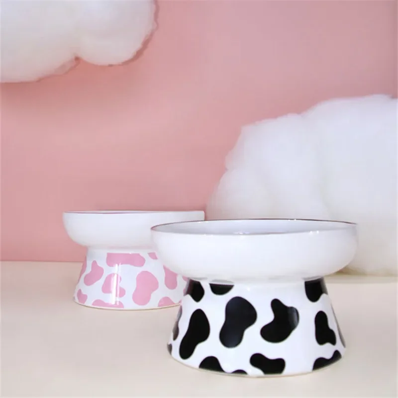 Cuenco de cerámica Simple para mascotas de pie alto, diseño de conejo/perro, protección del cuello de alta calidad, cuenco de comida antivuelco para perros y gatos - imagen 3