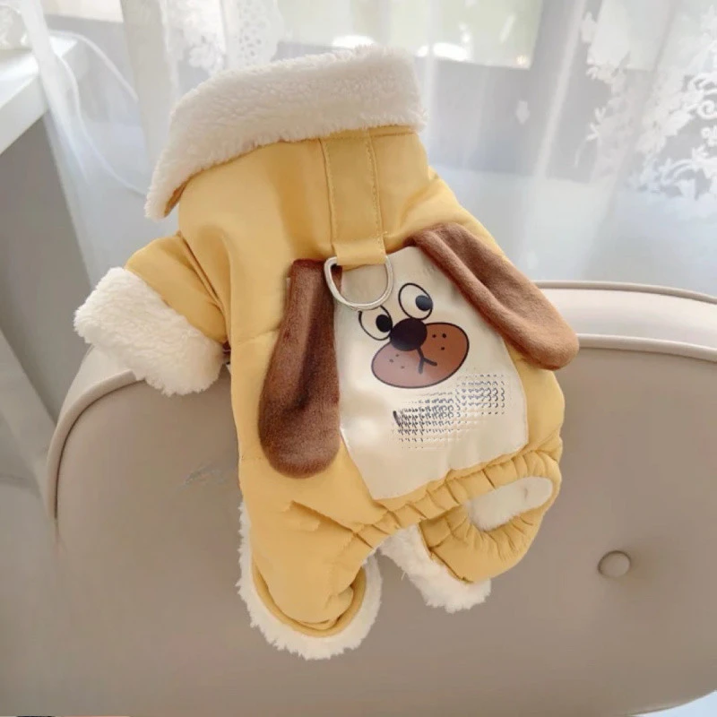 Mono de otoño e invierno para mascotas, bonito abrigo de cuatro patas, oso de peluche para mascotas, Schnauzer, ropa para cachorros, pijamas para perros, mono - imagen 3