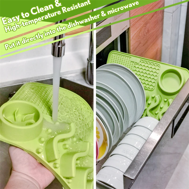 Alfombrilla para lamer perros con ventosas y tazón de acero inoxidable, alimentación lenta para gatos, baño, entrenamiento de aseo, aliviar la ansiedad de las mascotas - imagen 5