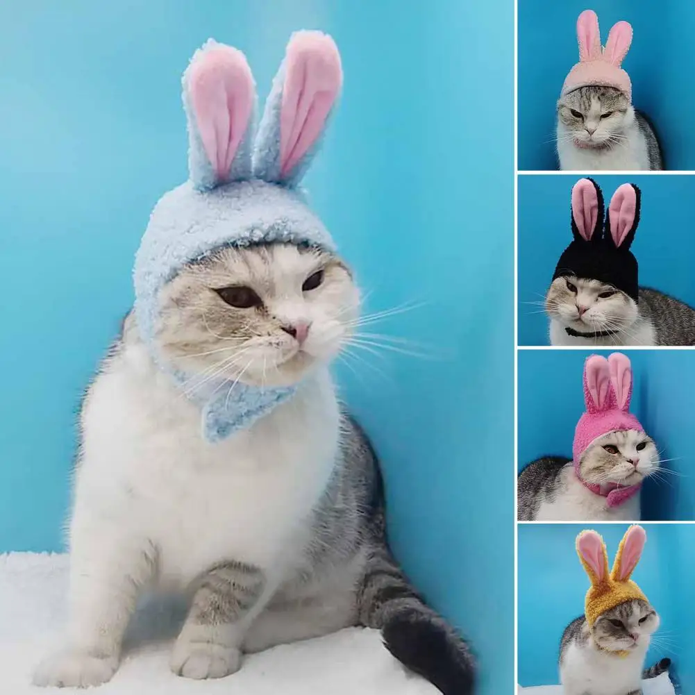 Sombrero con Orejas de conejo para mascotas, gorro llamativo de dibujos animados para gatos y perros, bonito y acogedor, cálido y divertido, a la moda - imagen 5