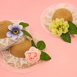 Sombrero de paja para perros y gatos con visor encaje primavera verano