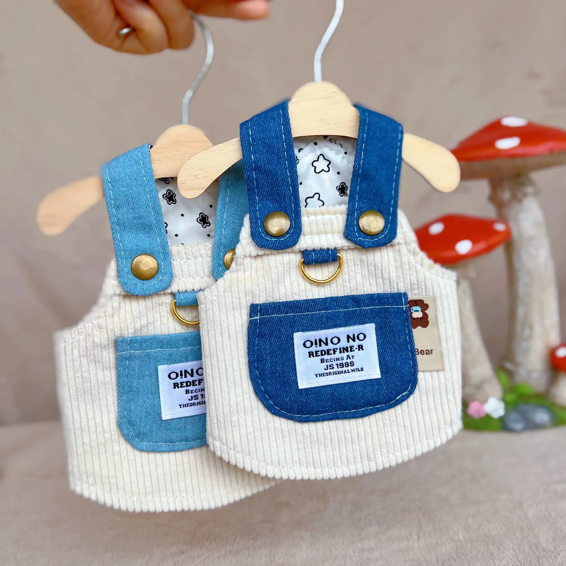 Falda de pana versátil para mascotas, ropa de bolsillo de vaquero para perros, oso de peluche, gato, Otoño e Invierno - imagen 3