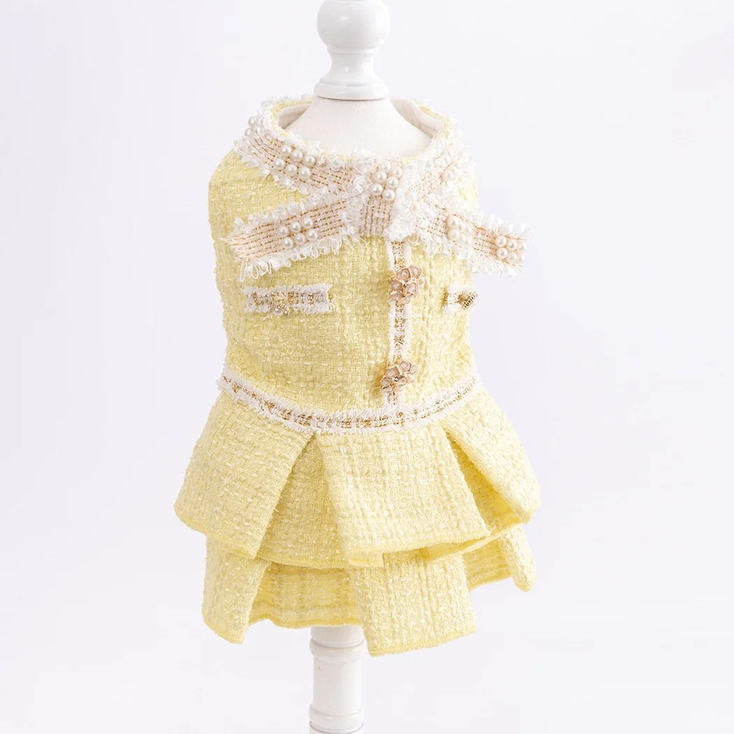 Vestidos lolita de Tweed para perros pequeños, vestido de princesa para perros, vestido de boda para mascotas, ropa Formal para fiesta de cumpleaños, vestido de invierno para perros