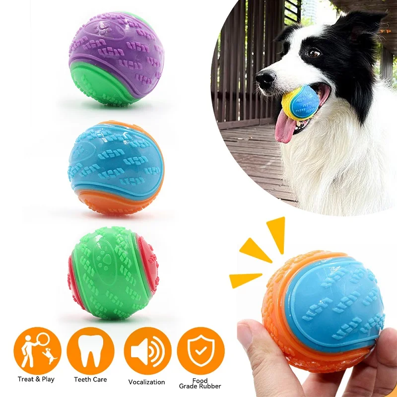 Juguetes interactivos para perros, juguetes suaves de TPR para limpieza de dientes de mascotas, resistencia a mordeduras, juguete de pelota chirriante para perros - imagen 5