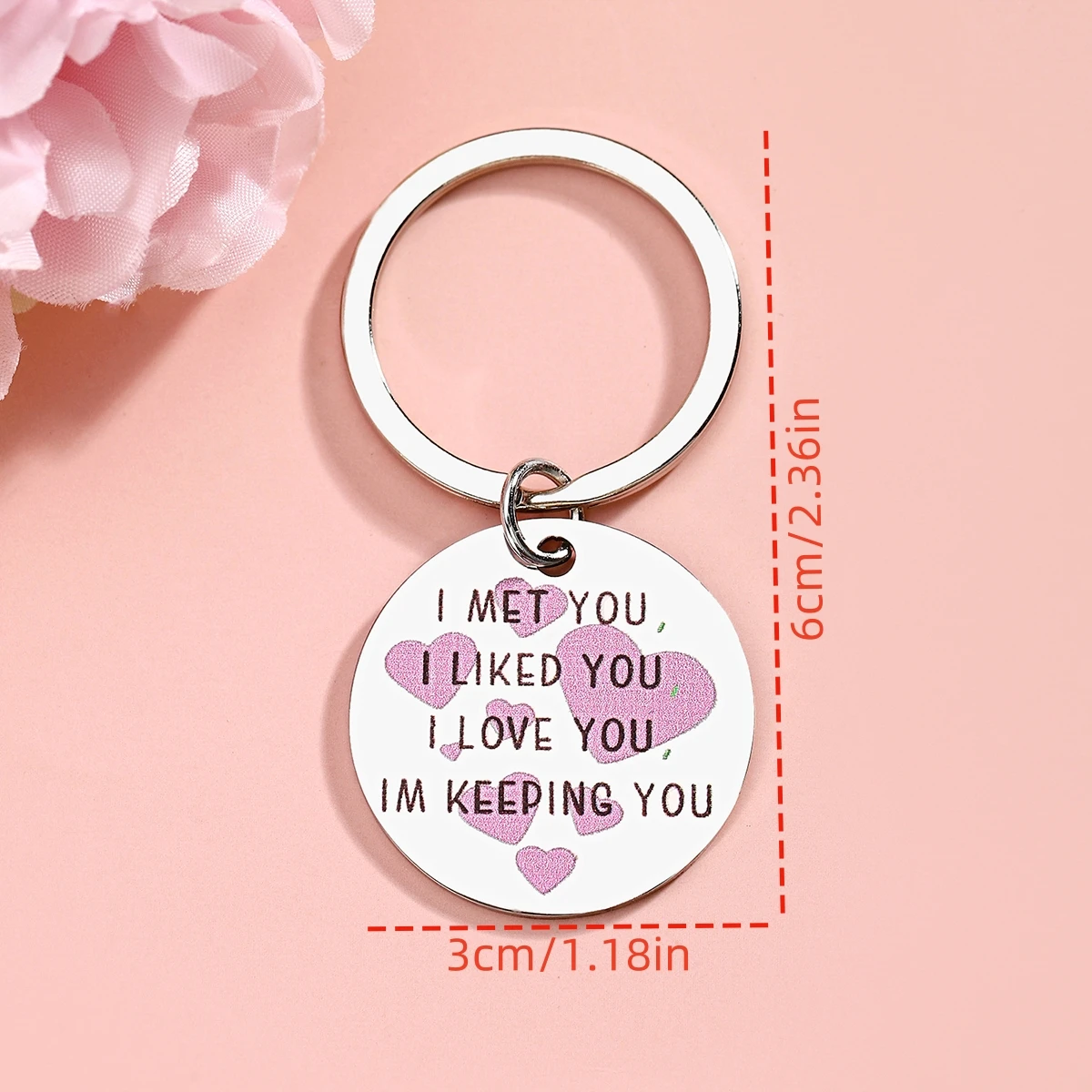 "Té incontrato, te quiero, te amo, me te manteno" Llavero de acero inoxidable, un regalo para novia y esposa - imagen 5