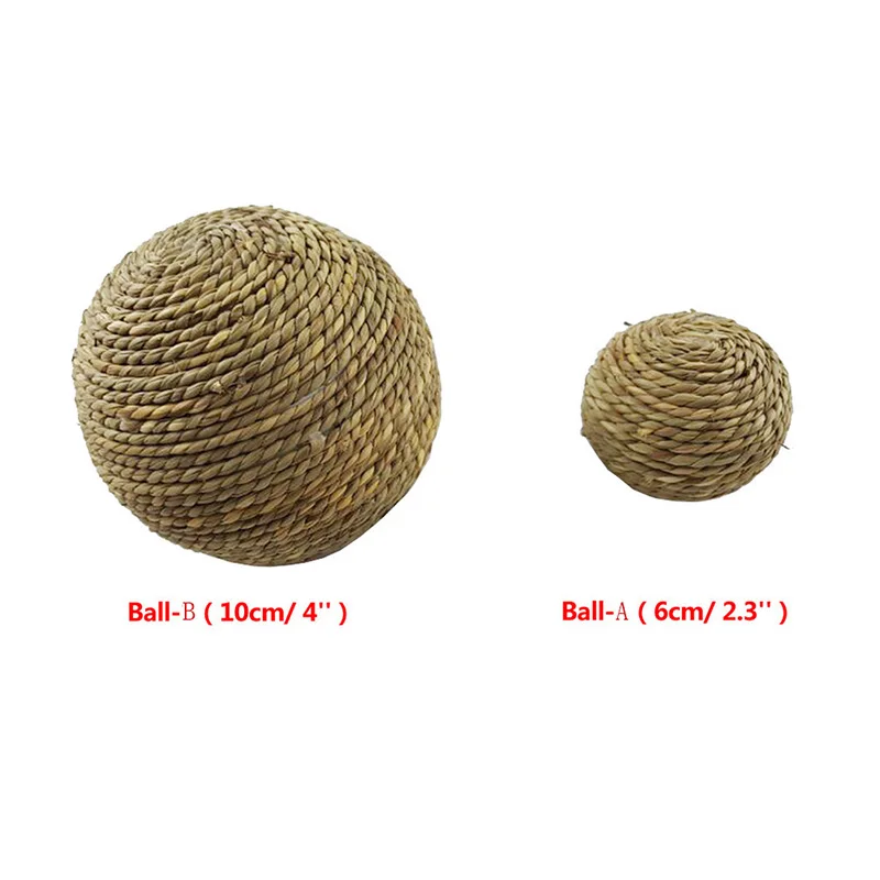 Juguete para masticar mascotas de 6/10cm, bola de hierba Natural para conejo, hámster, conejillo de indias, suministros de limpieza dental, juguetes pequeños para mascotas, productos para conejos - imagen 4