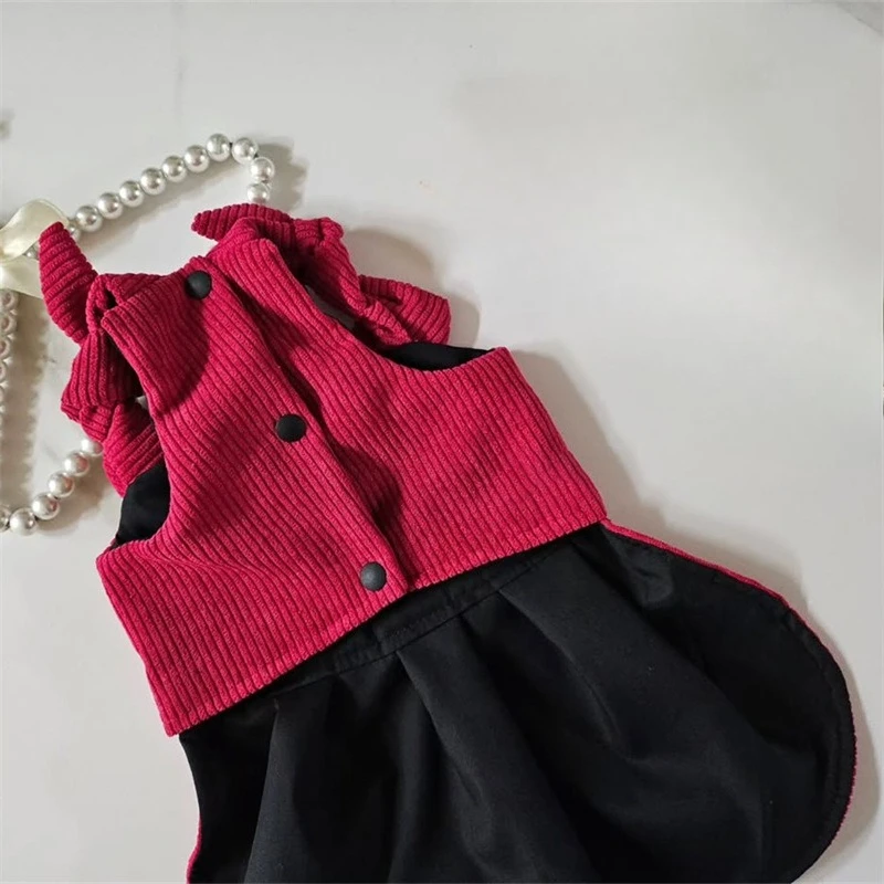 Vestido navideño de princesa para mascotas: vestido cálido estilo peluche para perros y gatos pequeños |   Ropa de vacaciones para cachorros y gatitos de otoño e invierno - imagen 2