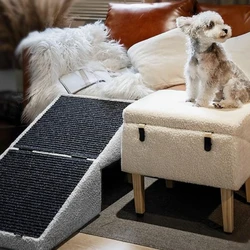 Rampa de madera 2 en 1 para gatos y perros – escalones y taburete