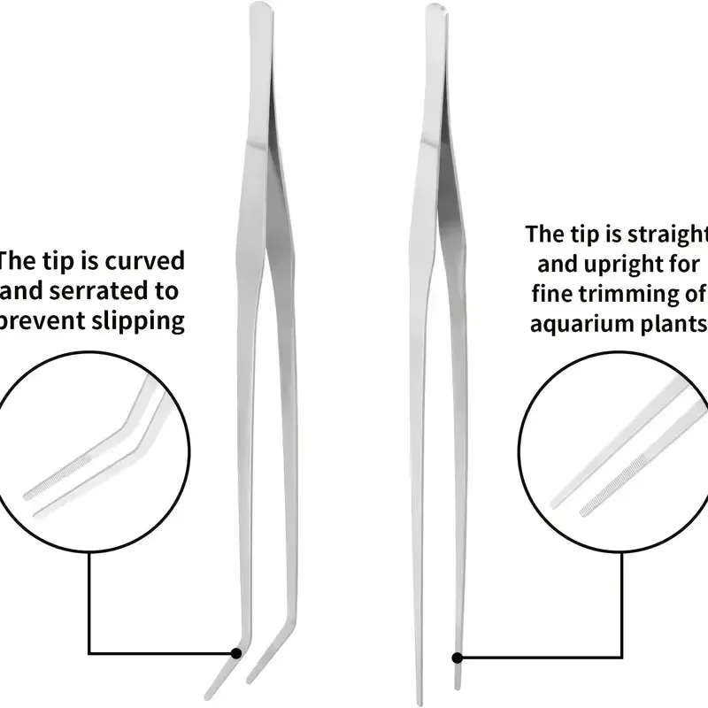 Pinzas para acuario de acero inoxidable de 48cm, herramientas para plantas y paisajes, pinzas rectas y curvadas, pinzas de alimentación acuática - imagen 5