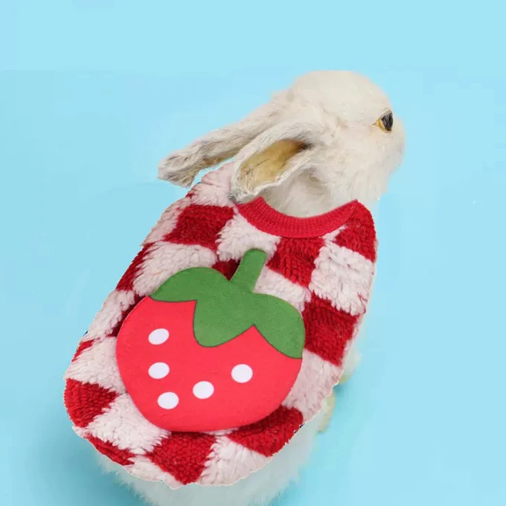 Invierno conejito gatito suéter cálido polar pequeño Animal pulóver fruta estampado conejo conejillo de indias Chinchillas chaqueta mascotas ropa