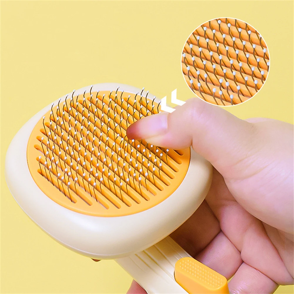 Cepillo rebanador de autolimpieza para gatos y perros, herramienta de aseo para cachorros, peines de aguja, peine de depilación para mascotas, cepillos de masaje para el cuidado de gatitos - imagen 4