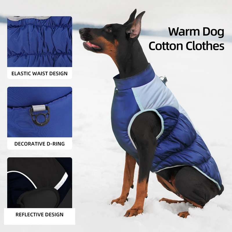 Chaqueta impermeable para perro, ropa cálida de invierno para perros grandes, chaleco para cachorros, abrigo con cremallera para perros grandes, disfraces de Bulldog Francés, Pug y Labrador - imagen 4