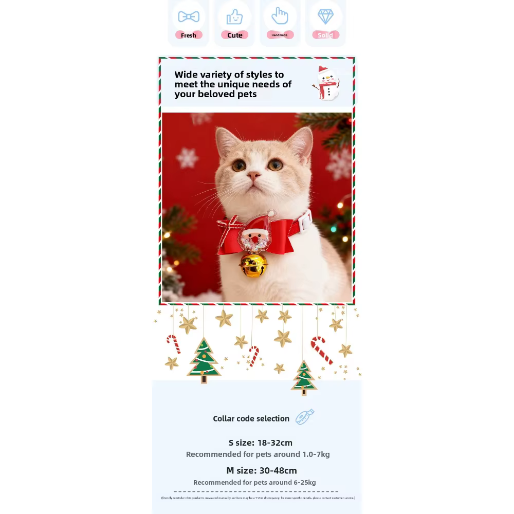 Collar Navideño con Lazo y Campana para Gatos y Perros - imagen 3
