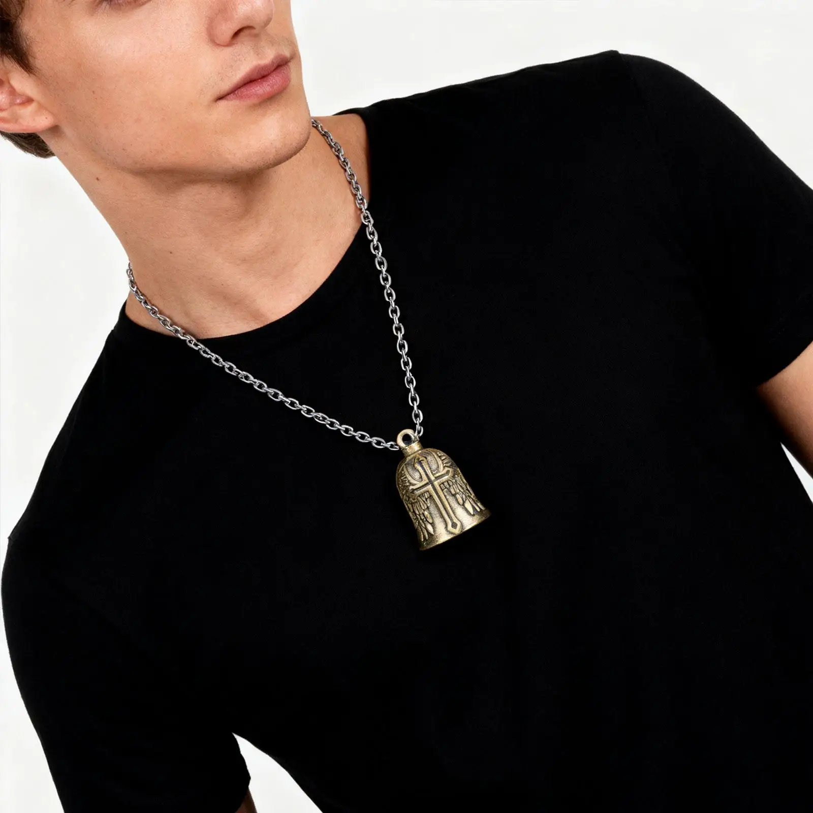 Campana pequeña de latón Vintage, campana colgante de latón, decoración artesanal, bonita, antigua, Vintage para el hogar, coche, restaurante, puerta, vehículo - imagen 2