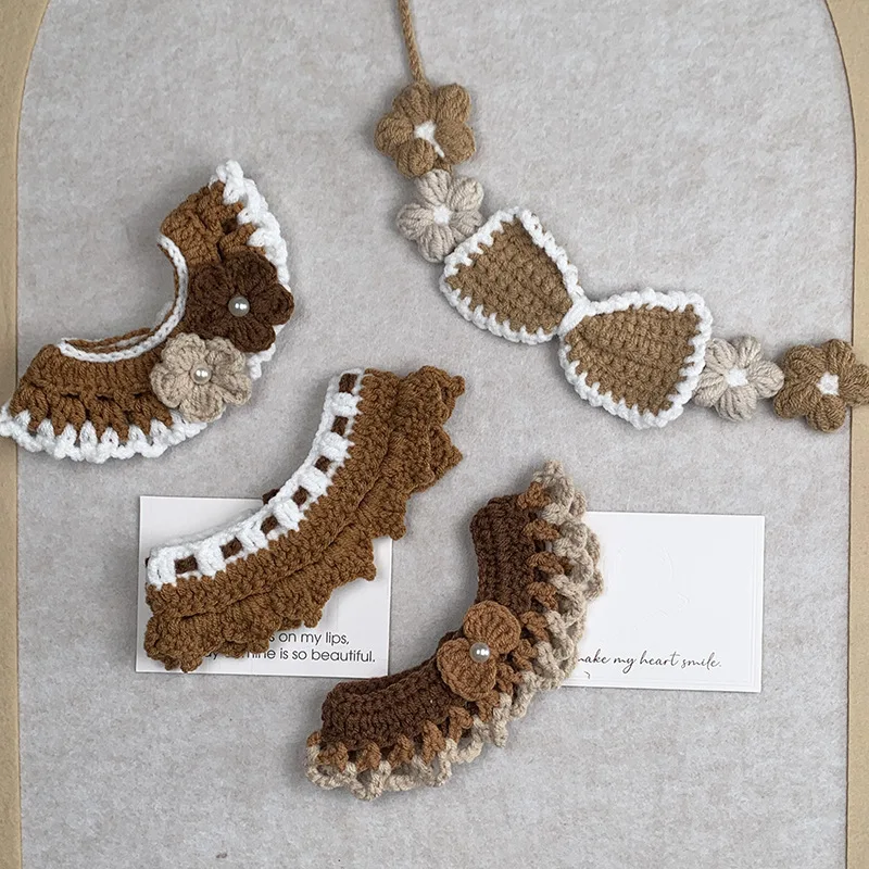 Collar de gato, bufanda tejida para perro, toalla de baba, Collar de lana, decoración de fotos de perro pequeño, bufandas hechas a mano, accesorios para perros - imagen 2