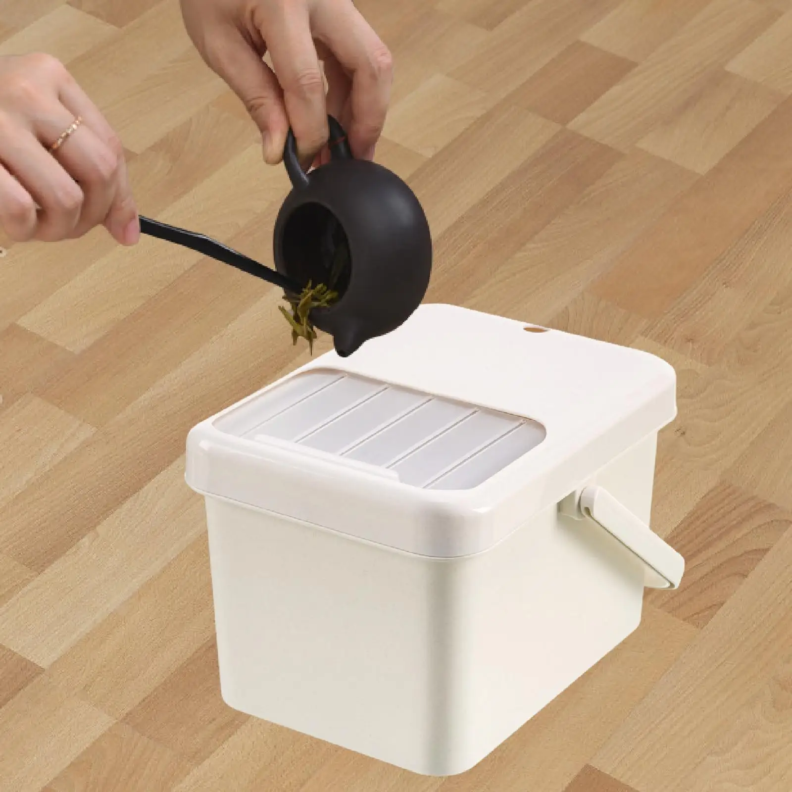 Tea Dregs Drainage Bucket Dustbin Container with Lid Home Office for Ceremony Table Accessories Trash Can Tea Dregs Bucket