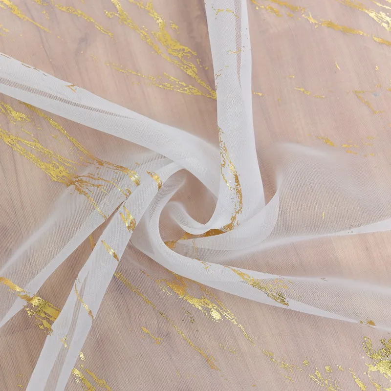 Cortina de tul suave con estampado de mármol blanco, cortina larga para ventana de sala de estar, dormitorio, decoración del hogar - imagen 2