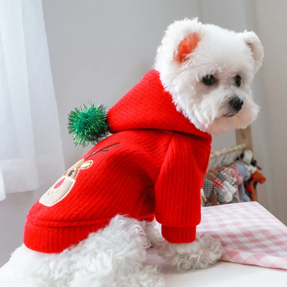 Christmas Dog Dress Santa Claus Dog Skirt Xmas Puppy Costume Christmas Outfit Dog Girls Winter Clothes Red Skirt Hoodies - imagen 4