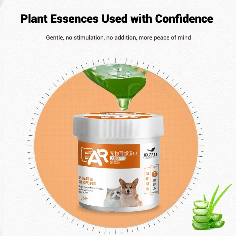 Toallitas de limpieza de orejas para mascotas, suaves, seguras, no tejidas, sin Alcohol, portátiles, de Aloe Natural, para perros y gatos, elimina el olor de cera, hidratante - imagen 3