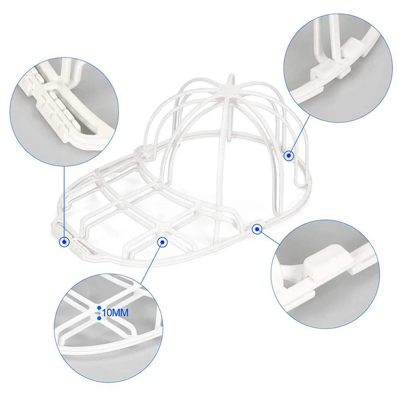 Arandelas para sombreros, limpiadores de sombreros de béisbol aptos para adultos y niños, marco para lavadora de sombreros, jaula de almacenamiento, estantes protectores para sombreros para lavadora - imagen 5
