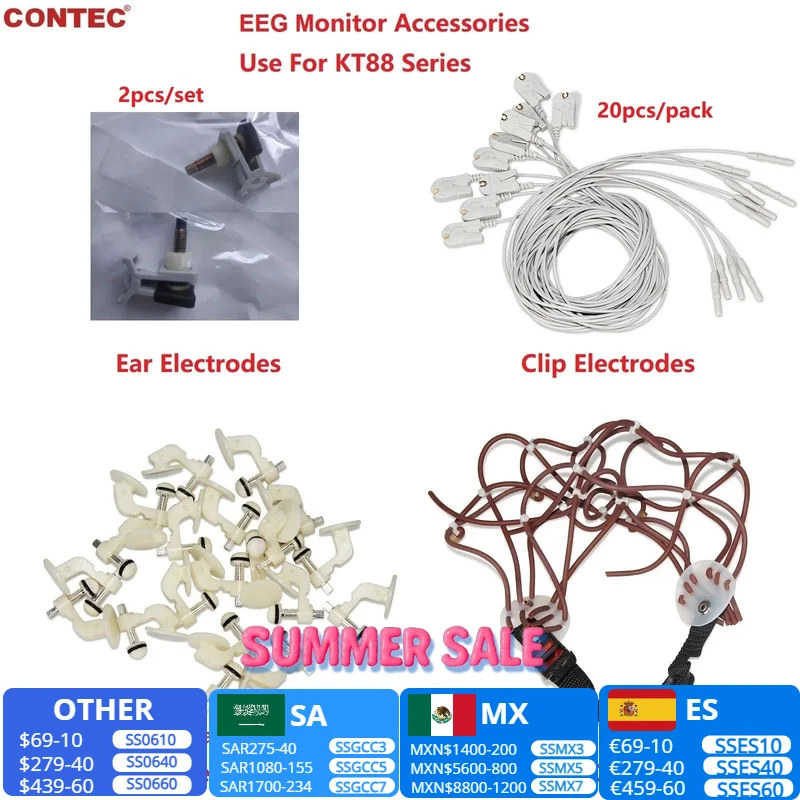 Accesorios para monitor EEG serie CONTEC KT88, tapa EEG, electrodos de clip para oreja, cable EEG, electrodos EEG - imagen 5