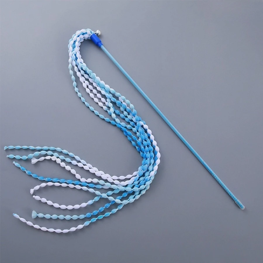 Varita para gatos con borlas de colores y cintas arcoíris - imagen 3