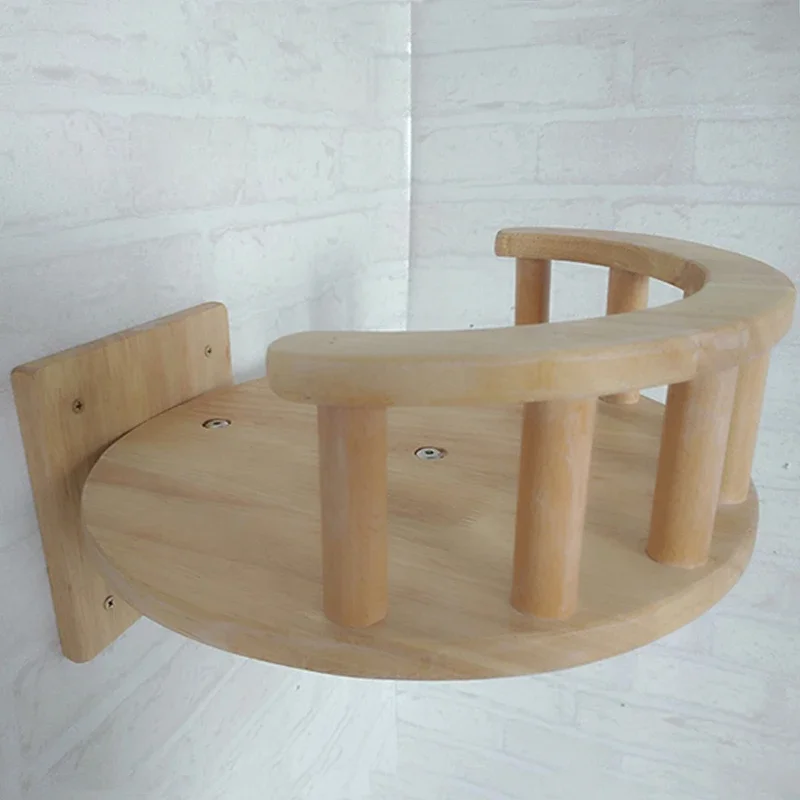 Muebles para gatos, torre de árbol de madera para gatos, escalones de pared para gatos, poste rascador, marco de escalada, hamaca para gatos montada en la pared, casa con barandilla - imagen 4