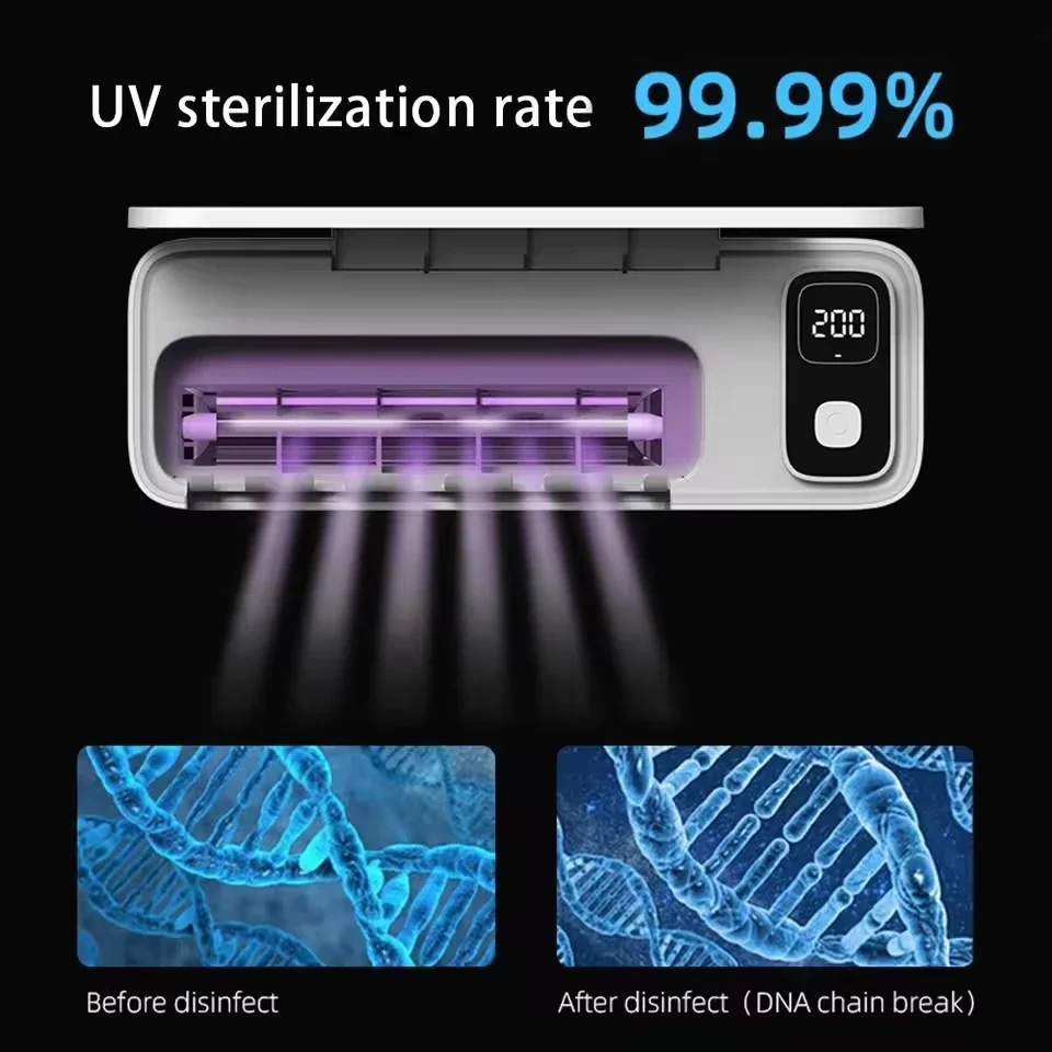 LAMGOOL UV desinfectante de cepillo de dientes esterilizador de cepillo de dientes recargable soporte de cepillo de dientes montado en la pared de secado rápido con pantalla LED - imagen 5
