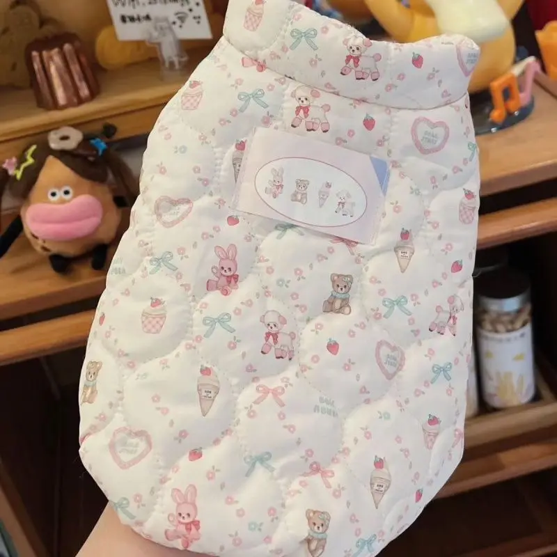 Winter Warm Cute Pet Dog Clothes Print High Neck Jackets Dog Parkas Pet Vest Cute Schnauzer Teddy Bear Cat Vest Puppy Clothing - imagen 5