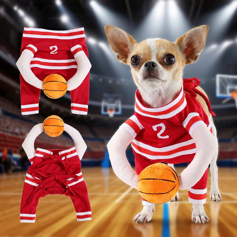 Disfraz de baloncesto para perro de Halloween, divertido y transpirable, trajes deportivos para cachorros, ropa de Cosplay para perros pequeños y medianos, gatos, Bulldog Francés