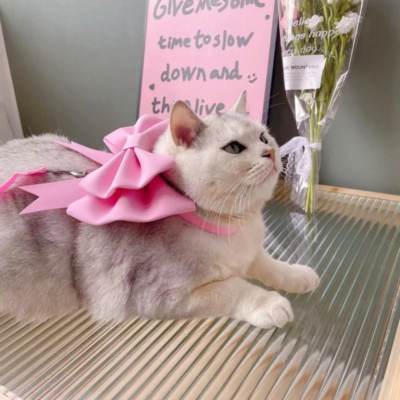 Correa para el pecho con agradable arco para mascotas, para caminar, gatos y perros con cuerda de tracción ajustable, accesorios para perros, collares para mascotas y cachorros - imagen 2